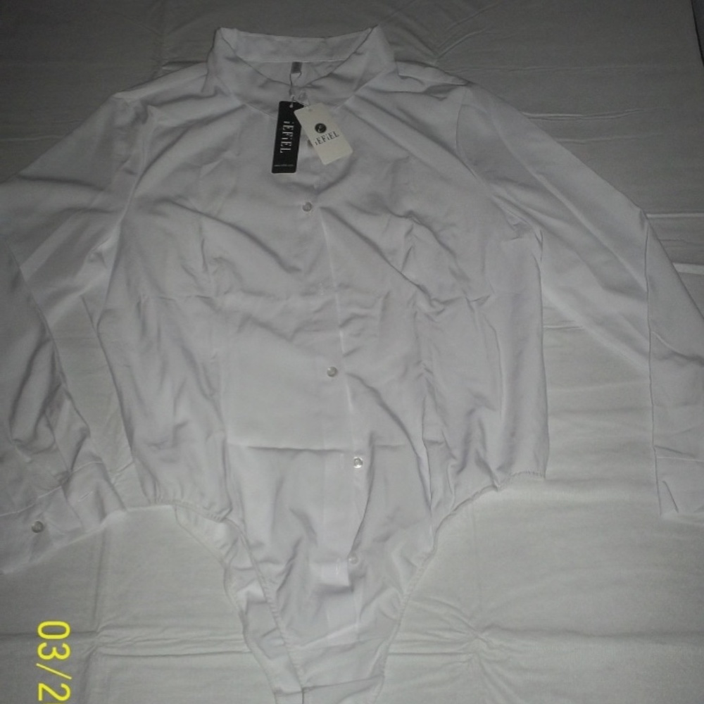 Long Sleeve Button Down Blouse Shirt Bodysuit